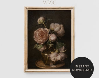 Vintage Rose Print, Vintage Still Life, Instant Download