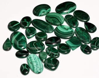 Green Tones Accented With Black Striations Gemstone Cabochon Natural Malachite Oval 9x11mm Cabochon