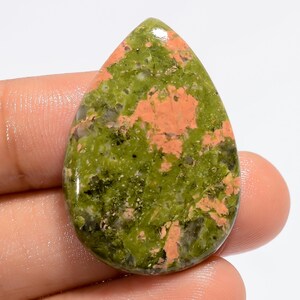 Cabochon di Unakite Naturale Goccia Pietra Verde Cristallo di Unakite Verde 33X23X5 mm Dimensioni Pietra di Unakite