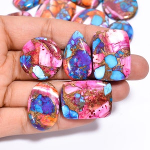 Natuurlijke veelkleurige stekelige oester koperturkoois cabochon losse koperturkoois edelstenen variaties sieraden maken steen.