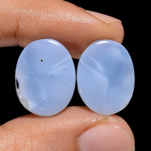 Paire d'opale bleue d'Owyhee naturelle Paire de pierres précieuses cabochon 17 x 13 x 3 mm 12 carats forme ovale Paire de pierres d'opale bleue d'Owyhee pour faire des boucles d'oreilles