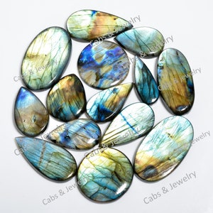 Pedra preciosa natural de labradorita, cabochão azul de labradorita, lote de atacado de labradorita, cristal de labradorita, labradorita chamativa, presente para ela