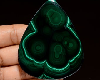 Natural Malachite Cabochon Loose Gemstone Green Malachite Gemstone 69X56X6 mm 272 Carat Pear Shape Malachite Stone For Making Jewelry