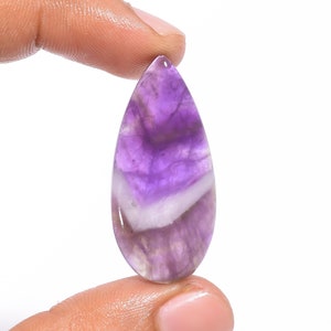Cabujón de amatista chevron natural de calidad AAA en forma de pera, piedra preciosa semipreciosa suelta, joyería de piedra preciosa, 22 quilates, tamaño 37 x 17 x 5 mm.