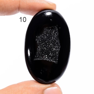 Schwarzer Onyx Diamant Druzy Edelstein Schwarzer Onyx Druzy Cabochon mit Feuerspiel Onyx Schimmer Druzy Edelstein Natürlicher schwarzer Onyx Druzy Stein