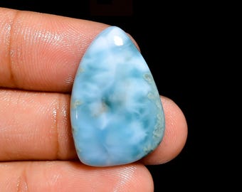 Larimar Cabochon, Natural Dominican Larimar Gemstone, Larimar Worry Stone, Larimar Jewelry, Loose Cabochon, Oval Blue Larimar