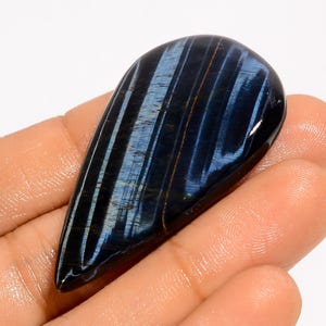 Blaues Tigerauge Cabochon Blaues Tigerauge Blauer Stein 45X26X5 mm Größe Beidseitig Polierter Stein