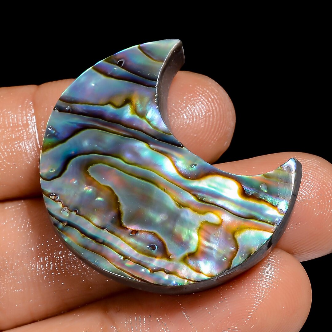 Natural Abalone Shell Cabochon Loose Crescent Moon Abalone Shell Stone ...