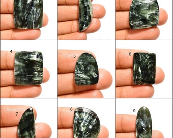 Natural Seraphinite Cabochon Loose Gemstone, Semi precious, healing crystal, natural green Seraphinite, handmade polished gemstone, AAA+