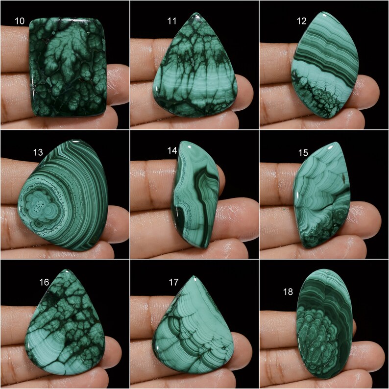 Natural Malachite Cabochon, Loose Gemstone Green Malachite Crystal Smooth Green Beautiful Malachite Gemstone Flat Back Stone As Picture image 2