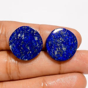 Paire de lapis-lazuli et de pierres précieuses Paire de cabochons de lapis-lazuli bleus, cristal 18 x 18 x 3 mm, pierre pour couple de lapis