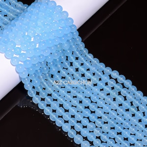 Sky Blue Chalcedony Crystal Beads Round Sky Blue Chalcedony Beads 1mm Hole Smooth Polished Crystal Beads ( 6 mm 8mm 10mm 12mm)