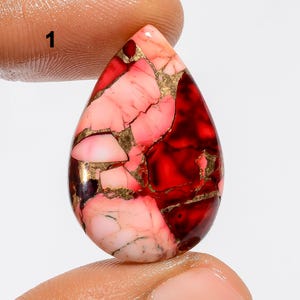 Cabochon di turchese rosso, dalia di bufalo rosso, cristallo di turchese ramato, pietra turchese lucidata su entrambi i lati