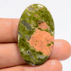 Cabochon di Unakite Naturale Ovale Pietra Verde Cristallo di Unakite Verde 38X22X5 mm Dimensioni Pietra di Unakite