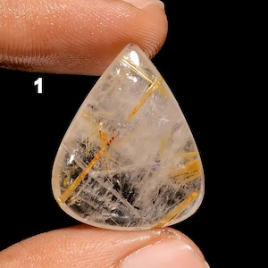 Golden Rutile Quartz Cabochon: Loose Gemstone for Jewelry Making