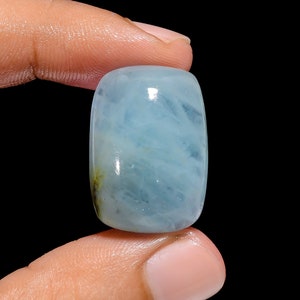 Piedra preciosa suelta de aguamarina natural, cabujón de aguamarina, forma radiante, aguamarina, 25 x 17 x 8 mm, 36 quilates, piedra de aguamarina pulida por ambos lados