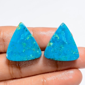 Paire de chrysocolles naturelles, pierres précieuses lisses des deux côtés, polies Paire de chrysocolles : 23 x 21 x 5 mm 23 x 21 x 5 mm