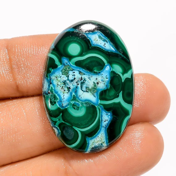 Natural Malachite Chrysocolla Cabochon Large Green Crystal 31X22X6
