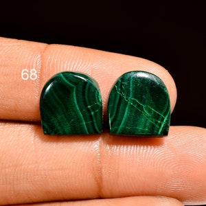 Paire de malachite naturelle cabochon Paire de pierres précieuses en vrac Malachite lisse polie plate Paire de malachite verte, cristal de malachite, pierre de guérison