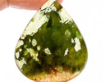 Natural Chrome Chalcedony Cabochon Green Drop Chalcedony Stone 35X30X5 mm Size Chrome Chalcedony Stone