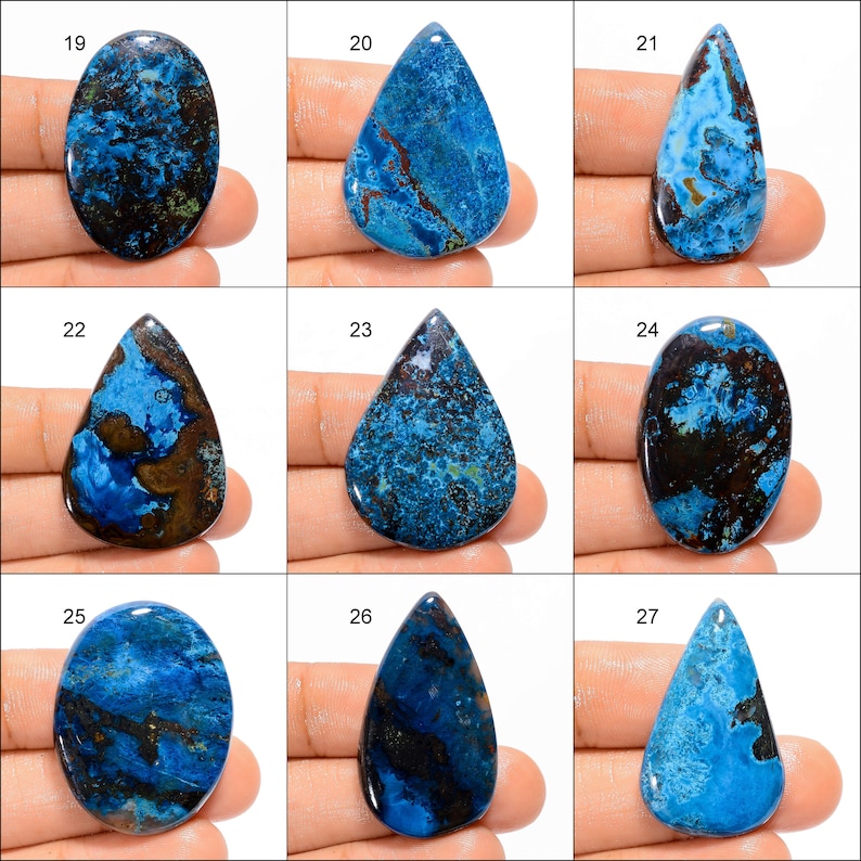 Azurite Cabochon Loose Gemstone Azurite Healing Crystals Azurite Gemstone Azurite Flat Black Stone Natural Azurite Stone Azurite As Picture image 3