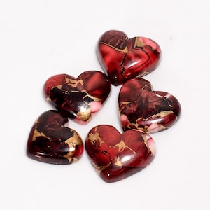 5 Stück Rot Türkis Cabochon Red Buffalo Türkis Kristall 15X17 16 x 19 mm Größe Herz Türkis Stein Beidseitig Poliert Stein Lot