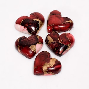 5 pezzi Cabochon di turchese rosso, cristallo di rame rosso Buffalo, turchese, dimensioni 17X18 16 x 20 mm, pietra turchese a forma di cuore, entrambi i lati lucidati.