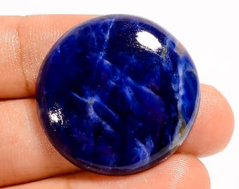 Oval Sodalite Gemstone Blue Sodalite Crystal Stone ( 28X28X6 mm, 30 Carat)
