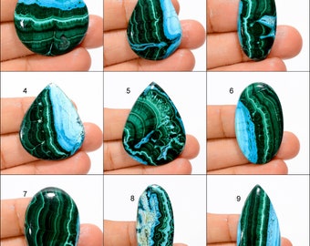 Cabochon de chrysocolle en malachite naturelle, pierre précieuse en vrac, pierre précieuse de chrysocolle en malachite pour la fabrication de bijoux, cadeau pour elle (pierre comme image