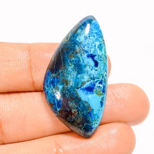Piedra preciosa de crisocola natural con parte trasera plana, tamaño 36 x 19 x 7 mm, cristal de crisocola