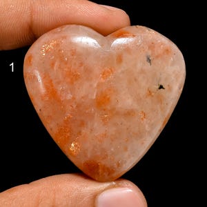 Natural Sunstone Cabochon Heart Orange Sunstone Crystal Heart Shape Crystal 39X40X14 mm Size Stone