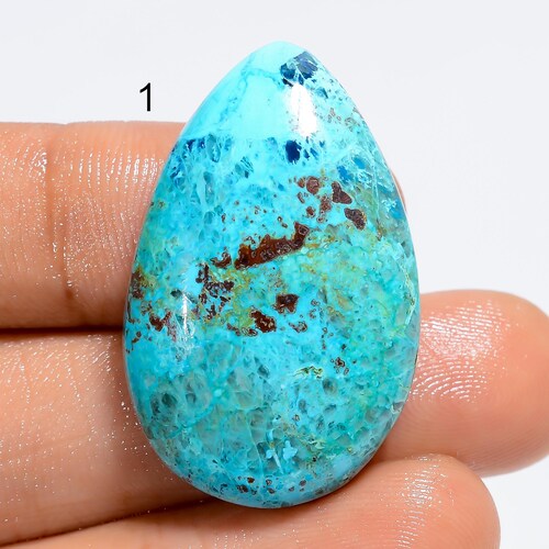 Piedra preciosa Shattuckita natural con parte trasera plana y ambos lados pulidos, cabujón de Shattuckita multicolor para joyería (piedra como en la imagen)