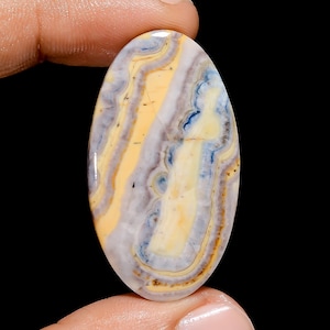 Natural Blue Scheelite Cabochon Oval Shape Scheelite Stone 40X22X4 mm Size Both Side Polished Crystal