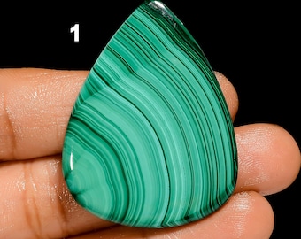 Natural Malachite Cabochon, Loose Gemstone Green Malachite Crystal Smooth Green Beautiful Malachite Gemstone Flat Back ( Stone As Picture