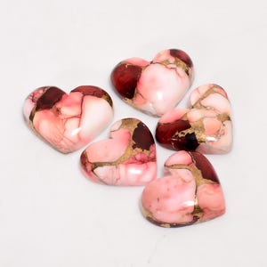 5 pezzi Cabochon di turchese rosso, cristallo di rame rosso Buffalo, turchese, 15 x 18 mm, dimensioni: 16 x 18 mm, pietra turchese a forma di cuore, entrambi i lati lucidati.