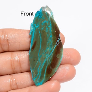 Crisocolla naturale lucidata fetta cabochon crisocolla lucidata lastra gemma 59X24X5 mm 60 carati lastra di crisocolla pezzi decorativi crisocolla