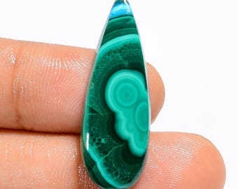 Natuurlijke malachiet chrysocolla cabochon losse groene kristal 32 x 10 x 4 mm druppel chrysocolla malachiet steen (steen aan beide zijden gepolijst