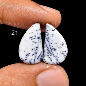 Paire d'opales dendrites naturelles, paire de cabochons d'opale dendrites, paire de pierres précieuses en vrac, paire de pierres opales dendrites pour la fabrication de boucles d'oreilles (les paires comme sur la photo