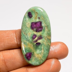 Ruby Fuchsite Gemstone Oval Large Ruby In Fuchsite Crystal 42X21X5 mm Size 54 Carat Ruby Fuchsite Stone