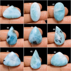 Pietra preziosa sciolta di Larimar naturale Cabochon Bella pietra preziosa di larimar Gioielli avvolgenti in filo, Pietra di cristallo di Heling Larimar per realizzare gioielli immagine 7