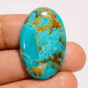 Natural Kingman Turquoise Cabochon Sky Oval Turquoise Gemstone 30X20X5 mm Size Smooth Both Side Polished Crystal