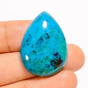 Natuurlijke chrysocolla-edelsteen steen met platte achterkant 30 x 22 x 6 mm (chrysocolla-kristal)