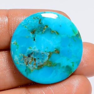 Natuurlijke Kingman turkoois cabochon hemelcirkel turkoois edelsteen 26 x 26 x 4 mm grootte glad aan beide zijden gepolijst kristal