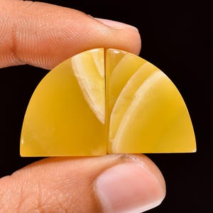 Paire de calcite jaune naturelle, Paire de cabochons de calcite jaune, Paire de pierres précieuses en vrac, Paire de pierres de calcite pour la fabrication de boucles d'oreilles en pierre