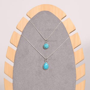 925 Sterling Silver Smycken Hänge Turkos Halsband 2,5 cm Hänge Med 40+5 cm Kedja Halsband