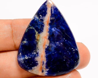 Oval Sodalite Gemstone Blue Sodalite Crystal Stone ( 35X29X5 mm, 30 Carat)