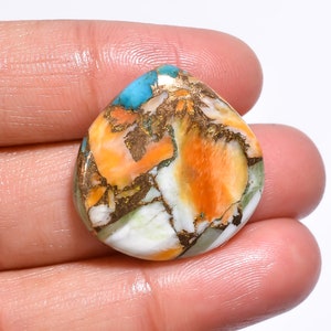 Natural Oyster Turquoise Heart Shape Cabochon Gemstone 22.5 Carat Weight, 24X24X4mm Size.