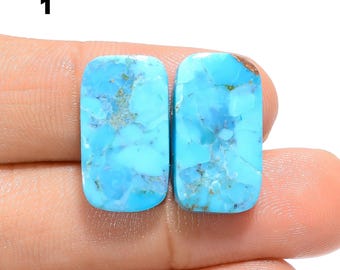 Par de piedras preciosas de cabujón turquesa Kingman Par de turquesa Kingman Pares de turquesa cielo Piedra para hacer aretes Regalo para ella