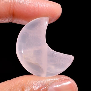 Natural Rose Quartz Crescent Moon Shape Cabochon Gemstone 33 Ct 26X20X9mm GS2499