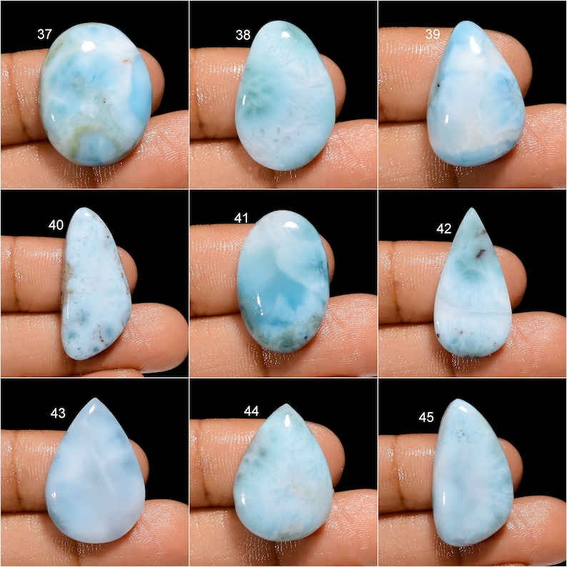 Pietra preziosa sciolta di Larimar naturale Cabochon Bella pietra preziosa di larimar Gioielli avvolgenti in filo, Pietra di cristallo di Heling Larimar per realizzare gioielli immagine 5